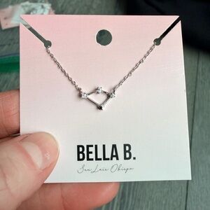 Libra Zodiac Rhinestone Constellation Necklace in Silver
